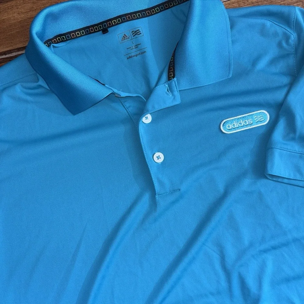 Adidas Golf Polo Shirt Mens Large Blue Short Sleeve Performance Golf‎ Preppy